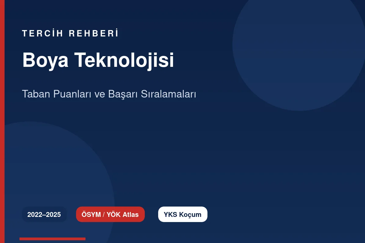 Boya Teknolojisi Taban Puanları 2026 ve Başarı Sıralamaları (2022-2025)