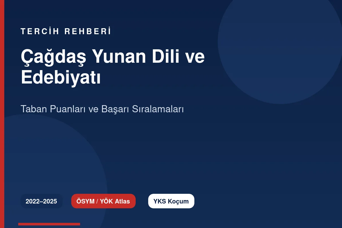Çağdaş Yunan Dili ve Edebiyatı Taban Puanları 2026 ve Başarı Sıralamaları (2022-2025)