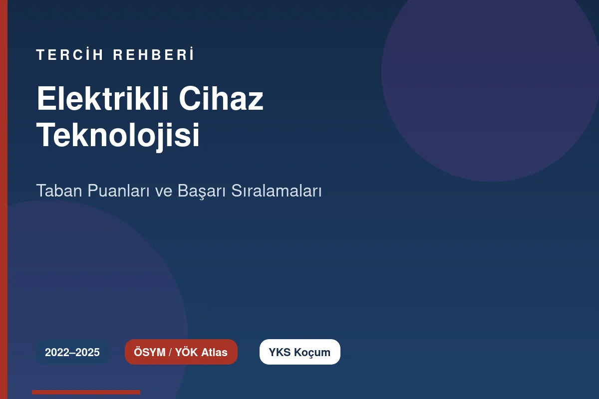 Elektrikli Cihaz Teknolojisi Taban Puanları 2026 ve Başarı Sıralamaları (2022-2025)