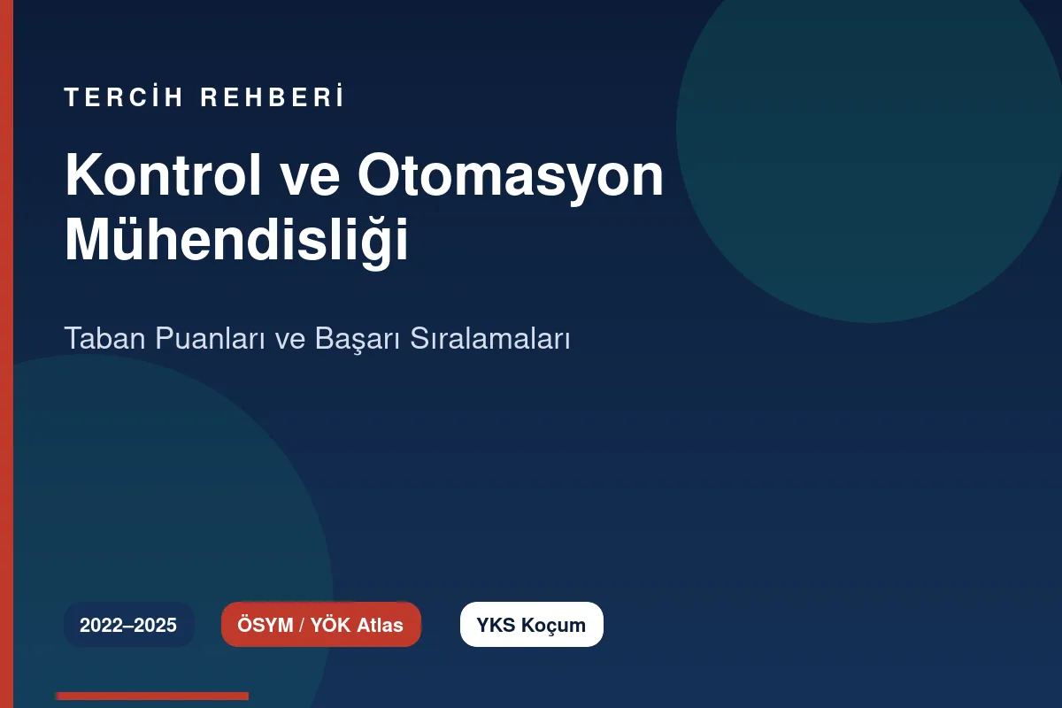 Kontrol ve Otomasyon Mühendisliği Taban Puanları 2026 ve Başarı Sıralamaları (2022-2025)