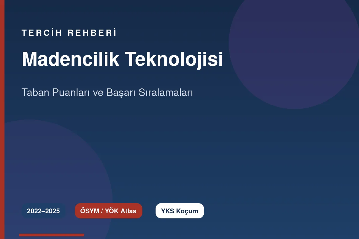 Madencilik Teknolojisi Taban Puanları 2026 ve Başarı Sıralamaları (2022-2025)