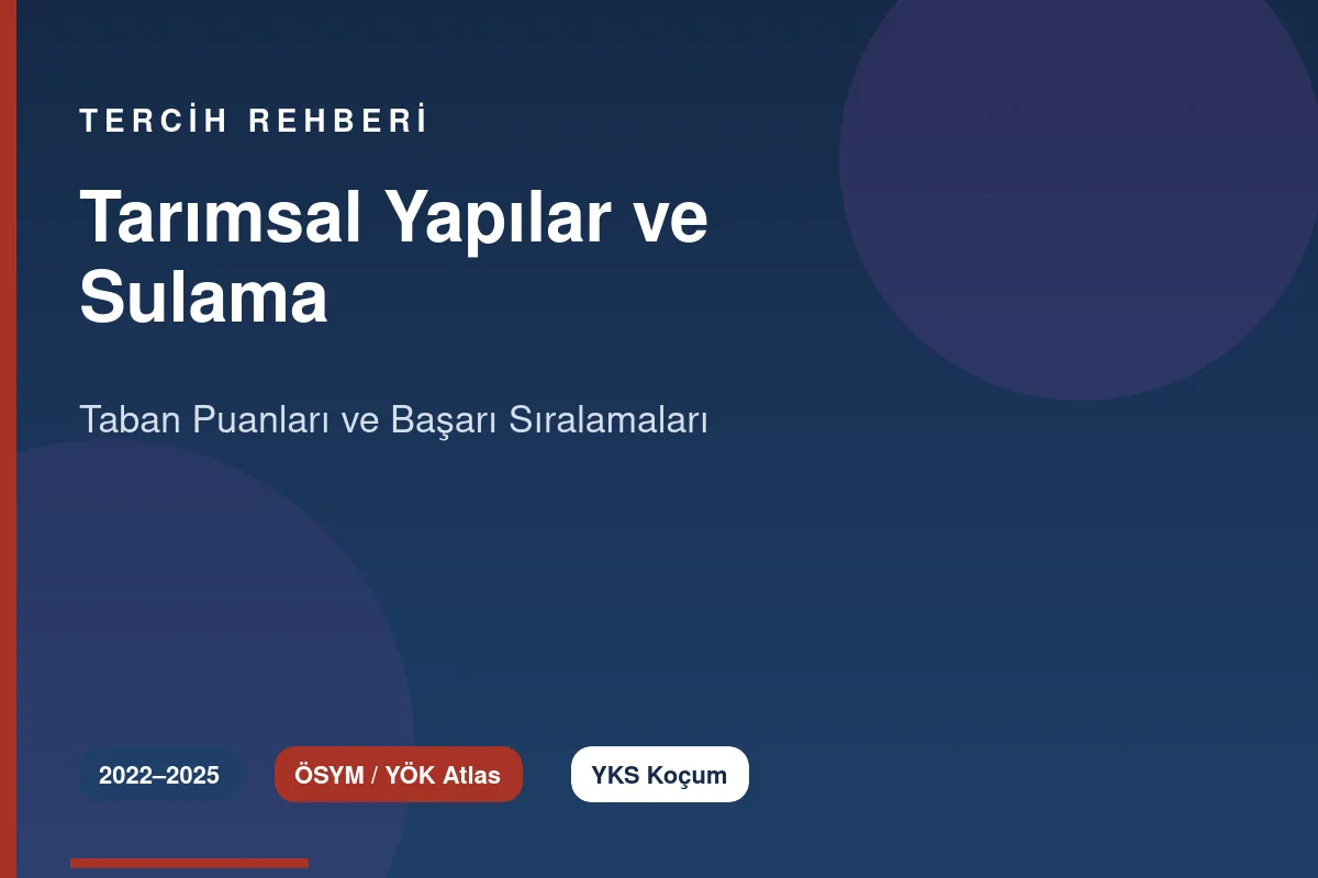 Tarımsal Yapılar ve Sulama Taban Puanları 2026 ve Başarı Sıralamaları (2022-2025)