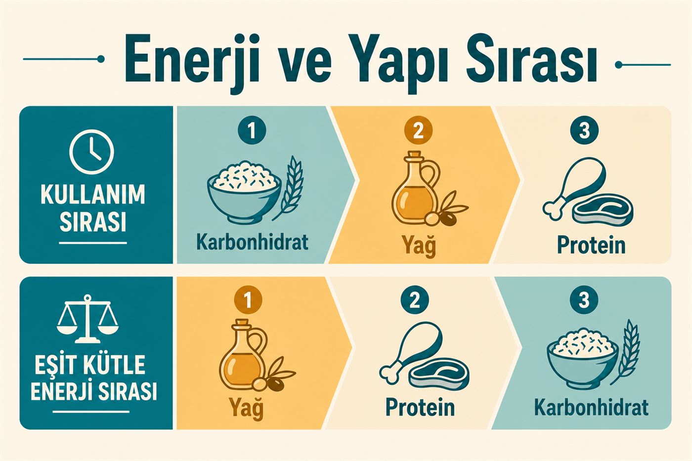 Enerji verici besinlerin kullanım ve yakılma sırası
