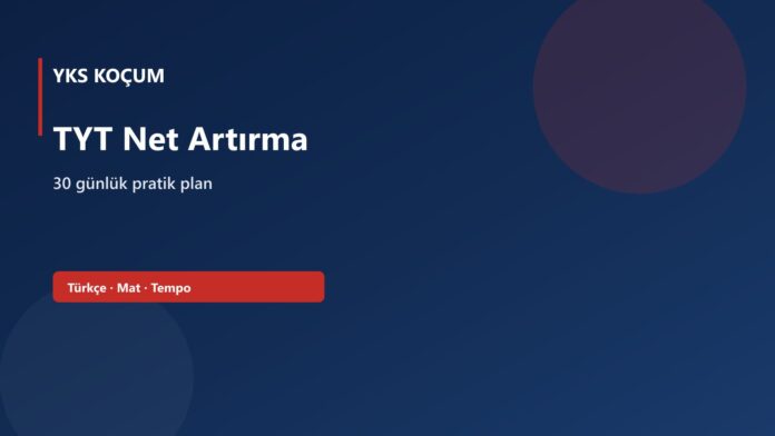 TYT Net Artırma 30 Gün TYT net artırma 30 günlük plan kapak görseli: Türkçe Mat tempo odaklı pratik rehber