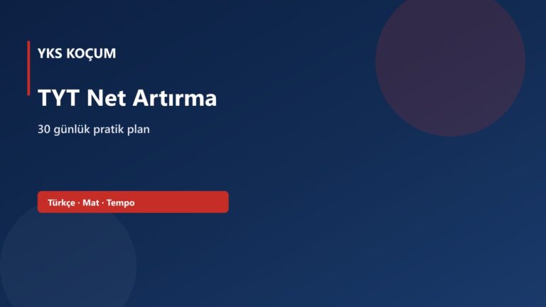 TYT net artırma 30 günlük plan kapak görseli: Türkçe Mat tempo odaklı pratik rehber
