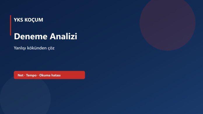 YKS deneme analizi nasıl yapılır kapak görseli: net, tempo ve okuma hatası etiketleri