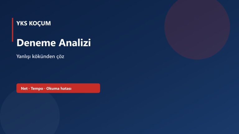 YKS deneme analizi nasıl yapılır kapak görseli: net, tempo ve okuma hatası etiketleri